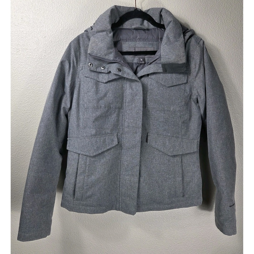 Eddie Bauer Down Jacket Women's M Gray WeatherEdge Hooded Winter Coat Parka